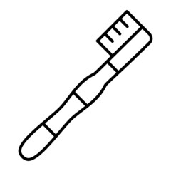 Tooth Brush Vector Outline Icon Isolated On White Background
