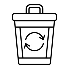 Dustbin Vector Outline Icon Isolated On White Background
