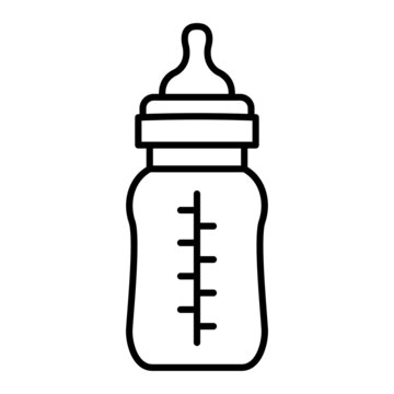 Baby Bottle Vector Outline Icon Isolated On White Background