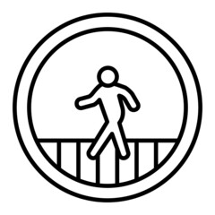 Pedestrian Crossing Vector Outline Icon Isolated On White Background