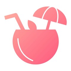 Vector Coconut Glyph Gradient Icon Design