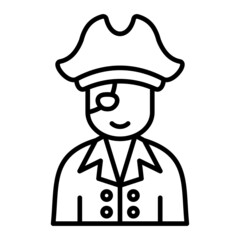 Pirate  Vector Outline Icon Isolated On White Background