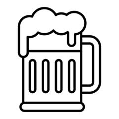 Beer Vector Outline Icon Isolated On White Background