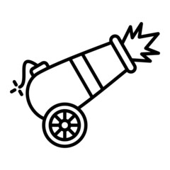 Cannon Vector Outline Icon Isolated On White Background