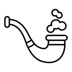 Smoking Pipe Vector Outline Icon Isolated On White Background