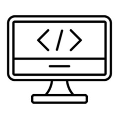 Monitor Screen Vector Outline Icon Isolated On White Background