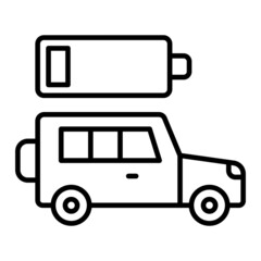 Battery Low Vector Outline Icon Isolated On White Background