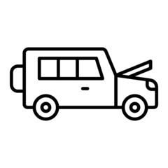 Hood Open Vector Outline Icon Isolated On White Background