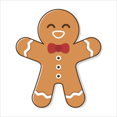 Flat Illustration Happy Gingerbread Man
