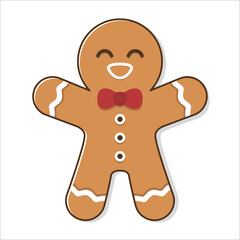 Obraz premium Flat Illustration Happy Gingerbread Man
