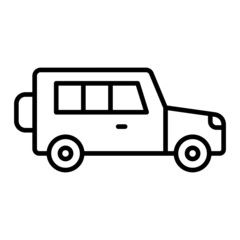 Car Vector Outline Icon Isolated On White Background