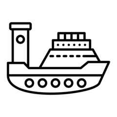 Ship Vector Outline Icon Isolated On White Background