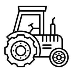 Tractor Vector Outline Icon Isolated On White Background