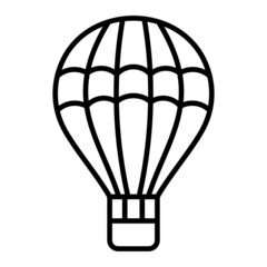 Hot Air Balloon Vector Outline Icon Isolated On White Background