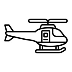 Helicopter Vector Outline Icon Isolated On White Background