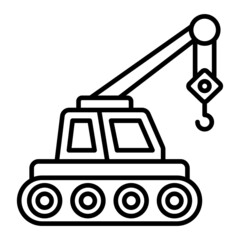 Crane Vector Outline Icon Isolated On White Background