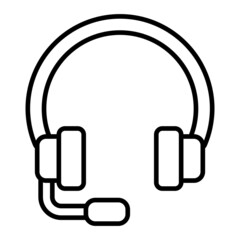 Headphone Vector Outline Icon Isolated On White Background