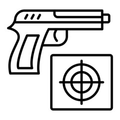Shooting Game Vector Outline Icon Isolated On White Background