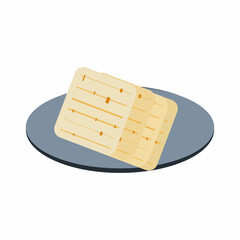 Happy Passover Holiday - Matzah symbol isolated on white, matzah - Jewish traditional bread for Passover seder ceremony, pesach plate, prayer book, jewish food, family, matza icon, logo religion sign