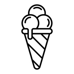 Ice Cream Vector Outline Icon Isolated On White Background