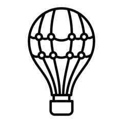 Hot Air Balloon Vector Outline Icon Isolated On White Background