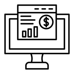 Online Presentation Vector Outline Icon Isolated On White Background