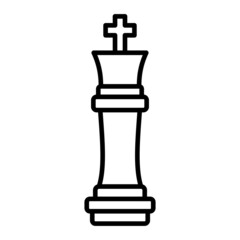 Chess Piece Vector Outline Icon Isolated On White Background