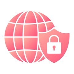 Vector Global Security Glyph Gradient Icon Design