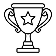 Trophy Vector Outline Icon Isolated On White Background