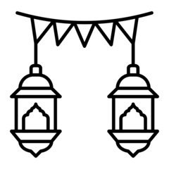 Garland Vector Outline Icon Isolated On White Background