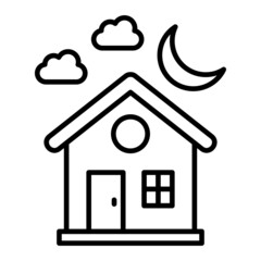 Night Vector Outline Icon Isolated On White Background