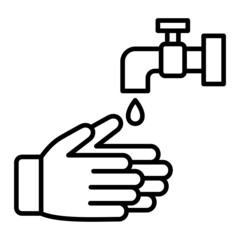 Fototapeta premium Wudhu Vector Outline Icon Isolated On White Background