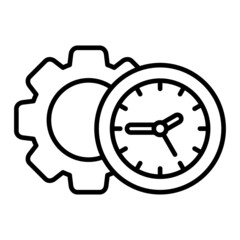 Time Management Vector Outline Icon Isolated On White Background