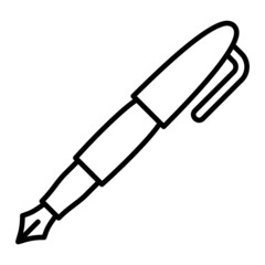 Fountain Pen Vector Outline Icon Isolated On White Background