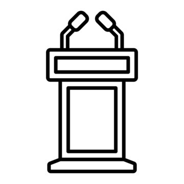 Lectern Vector Outline Icon Isolated On White Background