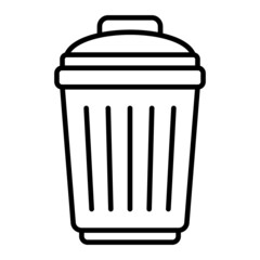Trash Vector Outline Icon Isolated On White Background