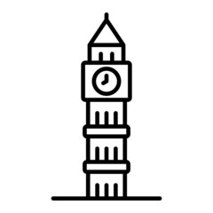 Big Ben Vector Outline Icon Isolated On White Background