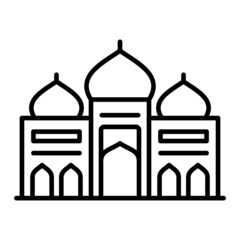 Badshahi Mosque Vector Outline Icon Isolated On White Background