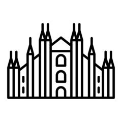Milan Cathedral Vector Outline Icon Isolated On White Background