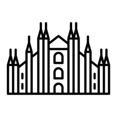 Milan Cathedral Vector Outline Icon Isolated On White Background