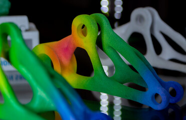 Colored Abstract plastic model printed on powder 3d printer from powder. Multi Jet Fusion MJF. 3D...