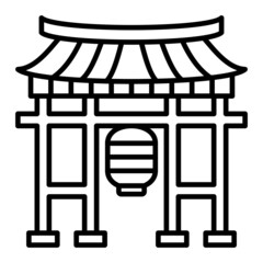 Kaminarimon Gate Vector Outline Icon Isolated On White Background