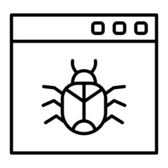 Bug Vector Outline Icon Isolated On White Background