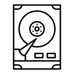 Hard Drive Vector Outline Icon Isolated On White Background