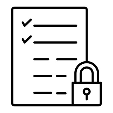 Encripted File Vector Outline Icon Isolated On White Background