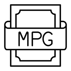 Mpg Vector Outline Icon Isolated On White Background
