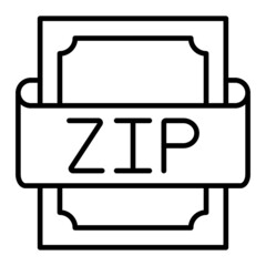 Zip Vector Outline Icon Isolated On White Background