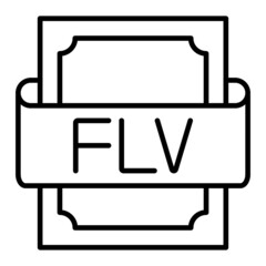 Flv Vector Outline Icon Isolated On White Background