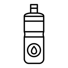 Water Bottle Vector Outline Icon Isolated On White Background