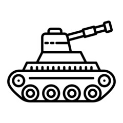 Tank Vector Outline Icon Isolated On White Background